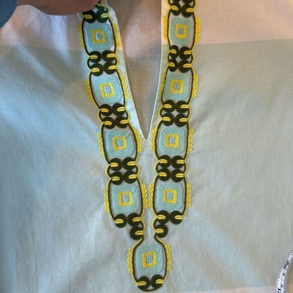 Tory Burch white green ombre embroidered tunic blouse 0 - Picture 8 of 11